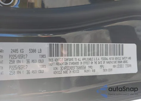 2015 Dodge Journey American Value Pkg from USA, damaged, VIN 3C4PDCAB5FT608550